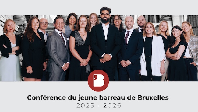 Photo de l'équipe de la commission 2025-2026 de la Conférence du jeune barreau de Bruxelles
